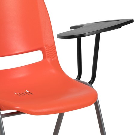Flash Furniture Orange Ergonomic Shell Chair with Left Handed Flip-Up Tablet Arm RUT-EO1-OR-LTAB-GG